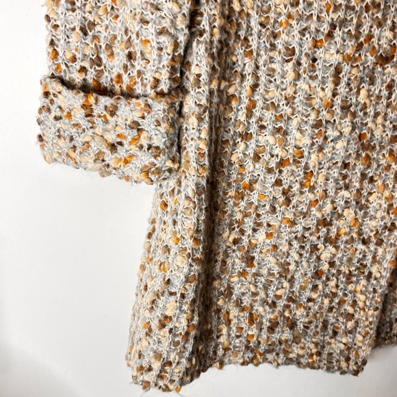 Curio Button Up Cardigan Sweater Size Small Blue Brown Chunky Knit Cowl Neck - Picture 6 of 11